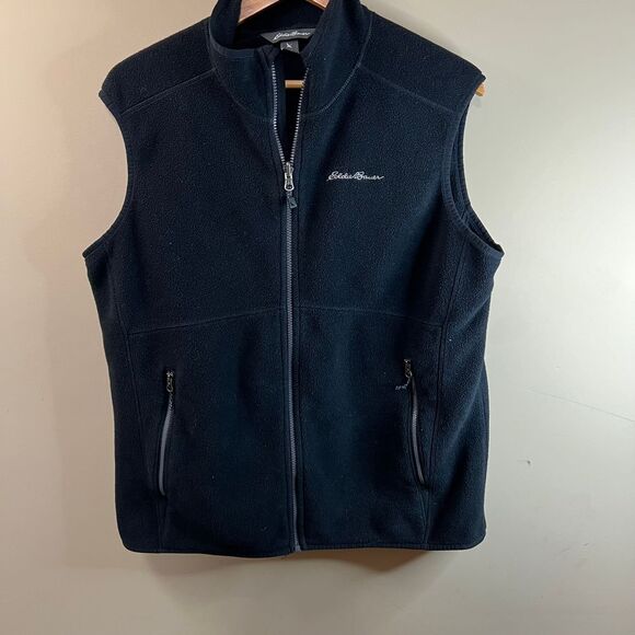 Eddie Bauer Black‎ Fleece Vest - Mens Large - Picture 1 of 8